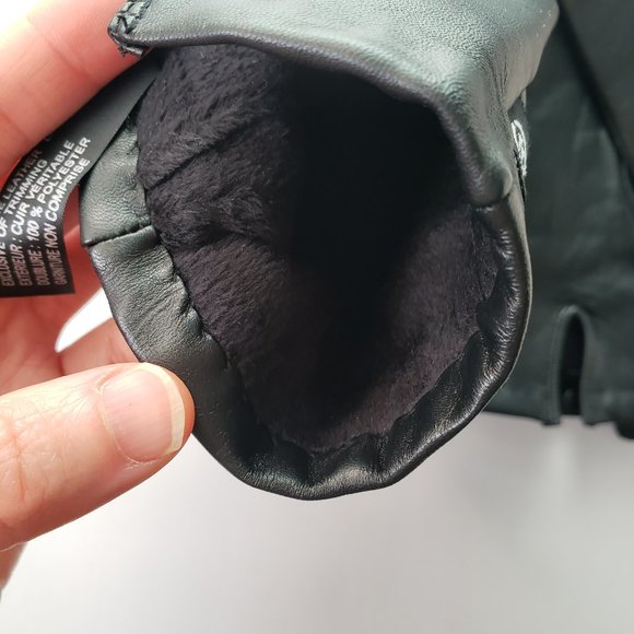 (NWOT) Isotoner Genuine Black Leather Gloves Mens - Size Medium - Picture 6 of 10